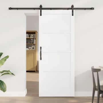 Usa glisanta Gossi cu set de accesorii alb 83x202 cm lemn solid de pin, usa interioara Gossi 'orkdal'alb 83x202x4 cm lemn solid de pin