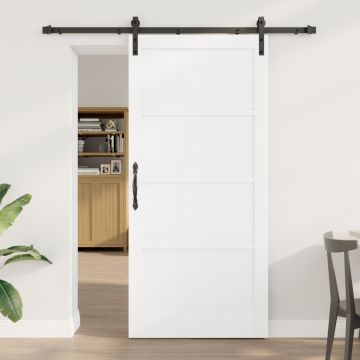 Usa glisanta Gossi cu set de accesorii alb 93x202 cm din lemn masiv de pin, usa interioara Gossi “orkdal” alb 93x202x4 cm din lemn masiv de pin