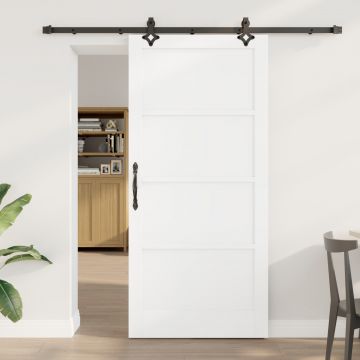 Usa glisanta Gossi cu set de accesorii alb 93x202 cm lemn solid de pin, usa de interior Gossi “orkdal” alb 93x202x4 cm lemn solid de pin