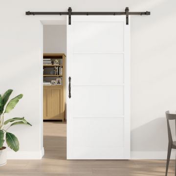 Usa glisanta Gossi cu set de accesorii alb 93x211 cm lemn masiv pin, usa interioara Gossi 'orkdal'alb 93x211x4 cm lemn masiv pin