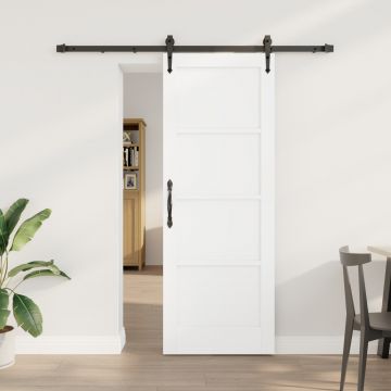 Usa glisanta Gossi cu set de feronerie alba 73.5x198.5 cm lemn masiv din pin, usa interioara Gossi orkdal alba 73.5x198.5x4 cm lemn masiv din pin