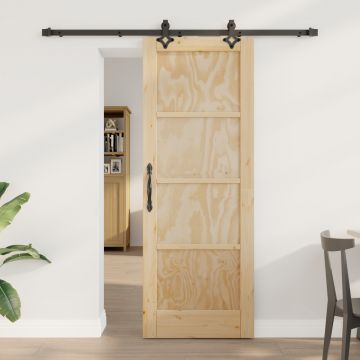 Usa glisanta Gossi cu set de hardware 73.5x198.5 cm din lemn solid de pin, usa interioara Gossi 'orkdal'73.5x198.5x4 cm din lemn solid de pin
