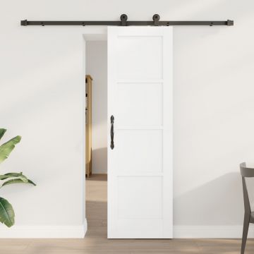 Usa glisanta Gossi cu set de hardware alb 61x198.5 cm din lemn masiv de pin, usa interioara Gossi 'orkdal'alb 61x198.5x4 cm din lemn masiv de pin