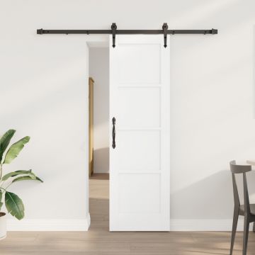 Usa glisanta Gossi cu set de hardware alb 61x198.5 cm lemn de pin solid, usa interioara Gossi 'orkdal'alb 61x198.5x4 cm lemn de pin solid