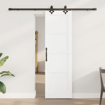 Usa glisanta Gossi cu set de hardware alb 61x198.5 cm lemn solid de pin, usa interioara Gossi 'orkdal'alb 61x198.5x4 cm lemn solid de pin