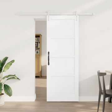 Usa glisanta Gossi cu set de hardware alb 73.5x198.5 cm lemn masiv pin, usa de interior Gossi orkdal alb 73.5x198.5x4 cm lemn masiv pin