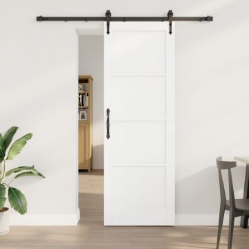 Usa glisanta Gossi cu set de hardware alb 73.5x211 cm lemn masiv pin, usa de interior Gossi 'orkdal'alb 73.5x211x4 cm lemn masiv pin
