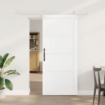 Usa glisanta Gossi cu set de hardware alb 78x202 cm lemn masiv de pin, usa interioara Gossi 'orkdal'alb 78x202x4 cm lemn masiv de pin