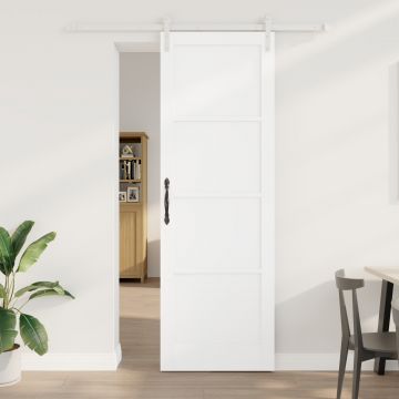 Usa glisanta Gossi cu set de hardware alb 78x232 cm lemn masiv pin, usa interioara Gossi ‘orkdal’ alb 78x232x4 cm lemn masiv pin