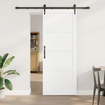 Usa glisanta Gossi cu set de hardware alb 83x211 cm lemn solid de pin, usa interioara Gossi 'orkdal'alb 83x211x4 cm lemn solid de pin