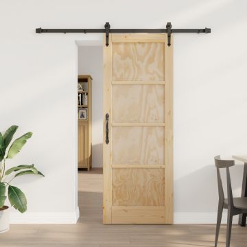 Usa glisanta Gossi cu set hardware 73.5x198.5 cm lemn solid din pin, usa interioara Gossi 'orkdal'73.5x198.5x4 cm lemn solid din pin