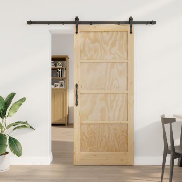 Usa glisanta Gossi cu set hardware 78x202 cm lemn masiv pin, usa de interior 'orkdal'78x202x4 cm lemn masiv pin