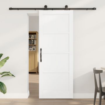 Usa glisanta Gossi cu set hardware alb 78x202 cm din lemn masiv de pin, usa interioara Gossi 'orkdal'alb 78x202x4 cm din lemn masiv de pin