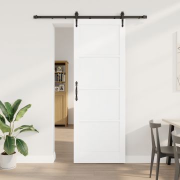 Usa glisanta Gossi cu set hardware alb 83x232 cm lemn solid de pin, usa de interior Gossi 'orkdal'alb 83x232x4 cm lemn solid de pin