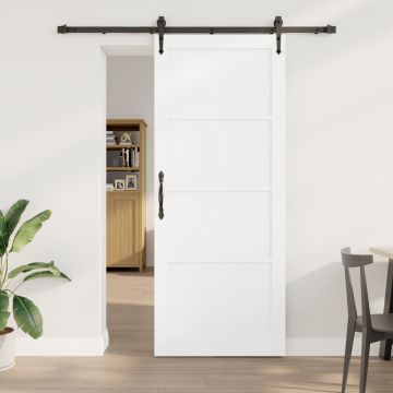 Usa glisanta Gossi cu set hardware alb 86x211 cm din lemn masiv de pin, usa interioara Gossi 'orkdal'alb 86x211x4 cm din lemn masiv de pin