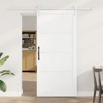 Usa glisanta Gossi cu set hardware alb 93x202 cm lemn masiv pin, usa interioara Gossi orkdal alb 93x202x4 cm lemn masiv pin