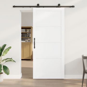Usa glisanta Gossi cu set hardware alb 93x211 cm lemn masiv pin, usa interioara Gossi 'orkdal'alb 93x211x4 cm lemn masiv pin