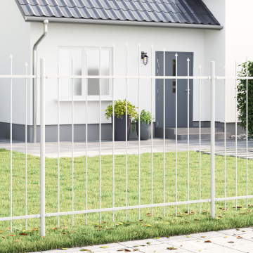 Gard Gossi cu capete de arc alb 1,7x1,25 m otel