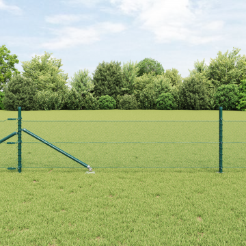 Gard hexagonal Gossi verde 0.4x25 m otel, stalpi de gard Gossi cu spike 13 buc Ø32 mm 60 cm otel galvanizat