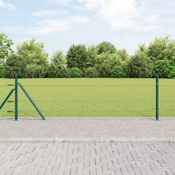 Gard hexagonal Gossi verde 0.4x50 m otel, stalpi de gard Gossi cu placi de baza 13 piese Ø32mm 50cm otel galvanizat