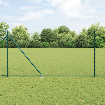 Gard hexagonal Gossi verde 1.2x100 m otel, stalpi de gard Gossi cu varf 13 buc Ø32 mm 140 cm otel zincat