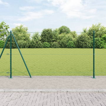 Gard hexagonal Gossi verde 1,2x50 m din otel, stalpi pentru gard Gossi cu placi de baza 13 buc Ø32mm 68,5cm din otel galvanizat