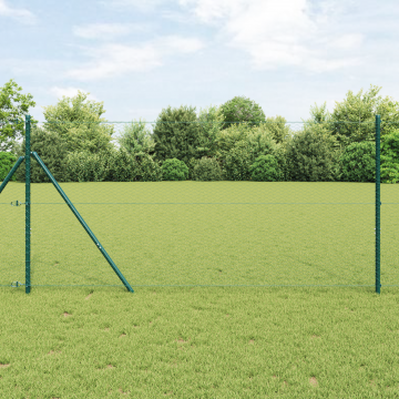 Gard hexagonal Gossi verde 1,4x10 m otel, stalpi pentru gard Gossi 7 buc verde Ø32 mm 190 cm otel zincat