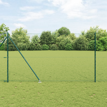 Gard hexagonal Gossi verde 1.5x100 m otel, stalpi de gard Gossi cu spike 13 buc Ø32 mm 170 cm otel galvanizat