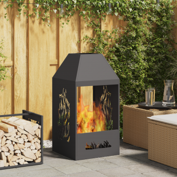 Gossi foc de tabara negru 50x50x100 cm otel