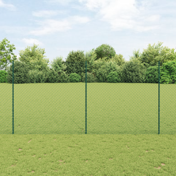 Gossi gard din plasa de lant cu 10 stalpi u verde 1.5x10 m otel