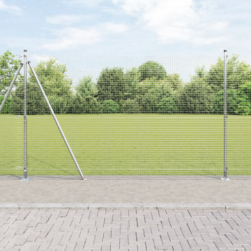 Gossi gard din sarma sudata cu 13 stalpi flansati 1.5x25 m otel galvanizat