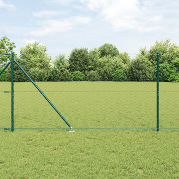 Gossi gard hexagonal verde 1.4x25 m otel, piloni pentru gard Gossi cu spike 13 buc Ø32 mm 160 cm otel zincat
