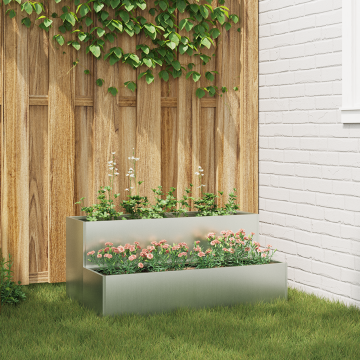 Gossi ghiveci de gradina cu 2 niveluri, 100x60x45 cm, din otel galvanizat