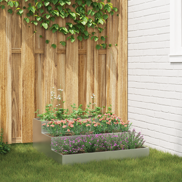 Gossi ghiveci de gradina cu 3 niveluri 90x90x35 cm otel galvanizat