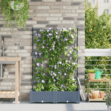 Gossi ghiveci de gradina cu cununita 2 buc gri deschis 80x40x125.5 cm