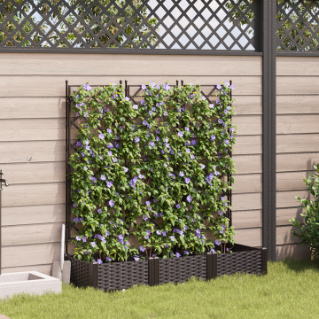 Gossi ghiveci de gradina cu gratar 3 piese maro 120x40x125.5 cm