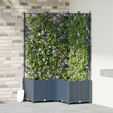 Gossi ghiveci de gradina cu spalier 3 piese gri 80x80x143 cm