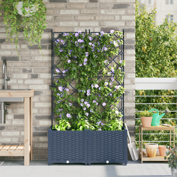 Gossi ghiveci de gradina cu suport 2 buc gri 80x40x143 cm