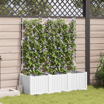 Gossi ghiveci de gradina cu suport 3 piese alb 120x40x143 cm