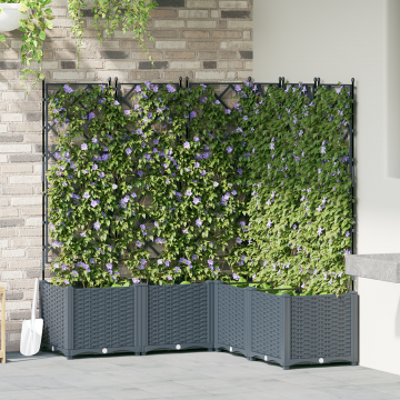 Gossi ghiveci de gradina cu suport 5 bucati gri deschis 120x120x143 cm