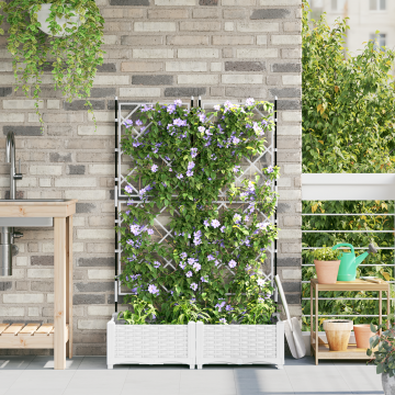 Gossi ghiveci de gradina cu tarie 2 bucati alb 80x40x125,5 cm