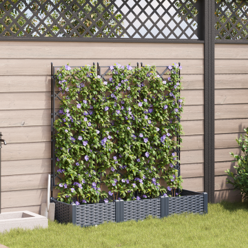 Gossi ghiveci de gradina cu trellis 3 pcs gri 120x40x125.5 cm