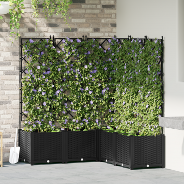 Gossi ghiveci de gradina cu trellis 5 bucati negre 120x120x143 cm