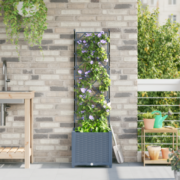 Gossi ghiveci de gradina cu trellis gri deschis 40x40x143 cm