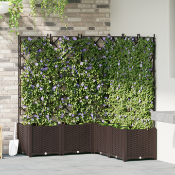 Gossi ghiveci de gradina cu tutore 5 piese maro 120x120x143 cm