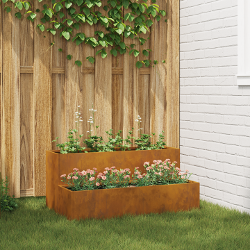 Gossi ghiveci gradina cu 2 niveluri 100x60x45 cm otel vanturator
