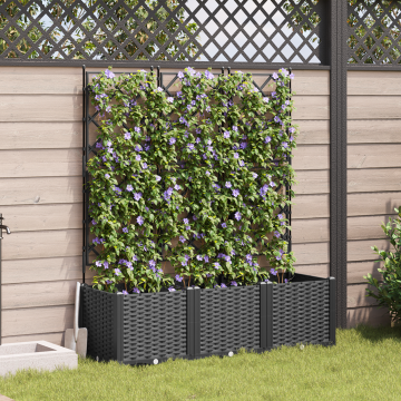 Gossi ghiveci gradina cu gratar 3 buc negru 120x40x143 cm