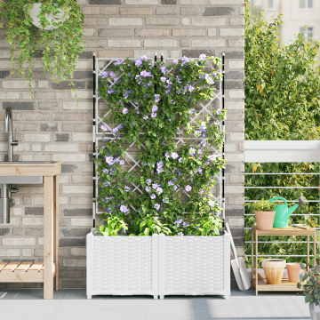 Gossi ghiveci gradina cu grinda 2 buc alb 80x40x143 cm
