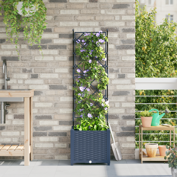 Gossi ghiveci gradina cu trelis gri 40x40x143 cm