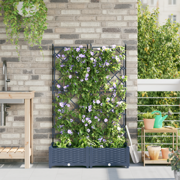Gossi ghiveci gradina cu trellis 2 pcs gri 80x40x125.5 cm